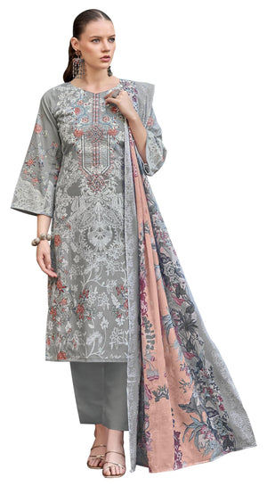 DRAVINAM Trends Women's Unstitched Premium Cotton Suit Material - Soft Cotton Digital Printed Embroidered Kameez II Unstitch Bottoms II Cotton Malmal Printed Dupatta
