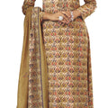 DRAVINAM Trends Women's Unstitched Digital Print Fancy Embroidered Pure Viscose Maslin Office wear Salwar Suit Dress Material with Printed Masline Chuni/Dupatta (Mustard)