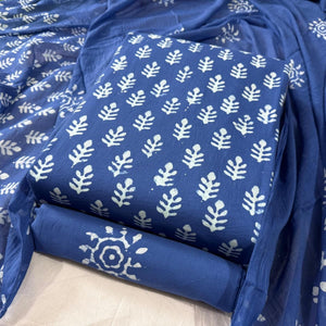 DRAVINAM Trends Unstitched Jaipuri Handmade Wax Batik Print Soft Cotton Dress Material with Dupatta