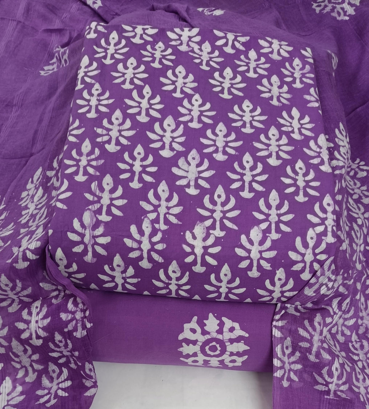 DRAVINAM Trends Unstitched Jaipuri Handmade Wax Batik Print Soft Cotton Dress Material with Dupatta