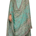 DRAVINAM Trends Women's Digital Printed Cambric Cotton Embroidered Unstitched Salwar Suit Dress Material with Japan Chiffon/ Half Pure Digital Printed Chunni / Dupatta (Sea Green)