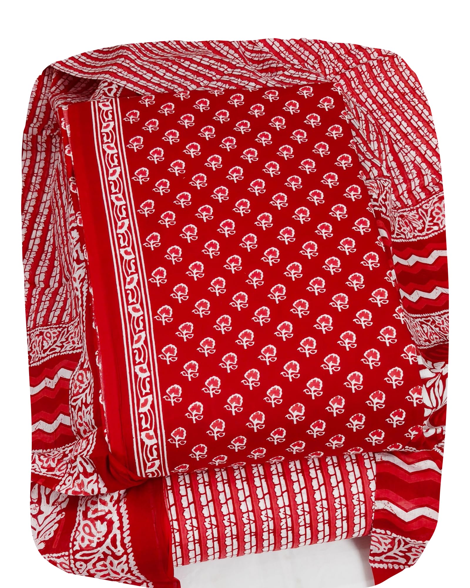DRAVINAM Trends Jaipuri Print Cambric Cotton Unstitched Salwar Suit Dress Material for Women with Mulmul Cotton Dupatta