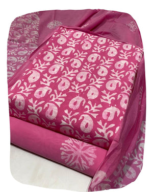 DRAVINAM Trends Unstitched Jaipuri Handmade Wax Batik Print Soft Cotton Dress Material with Dupatta