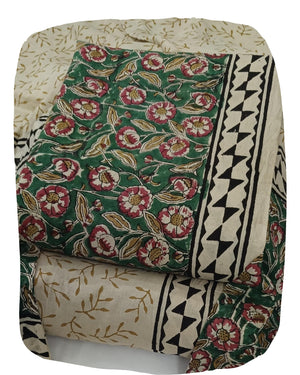 DRAVINAM Trends Women's Jaipuri Pure Cotton Handmade Floral Block Bagh Print Unstitched Dress Material Set with Dupatta (Top, Bottom, and Dupatta Fabric)