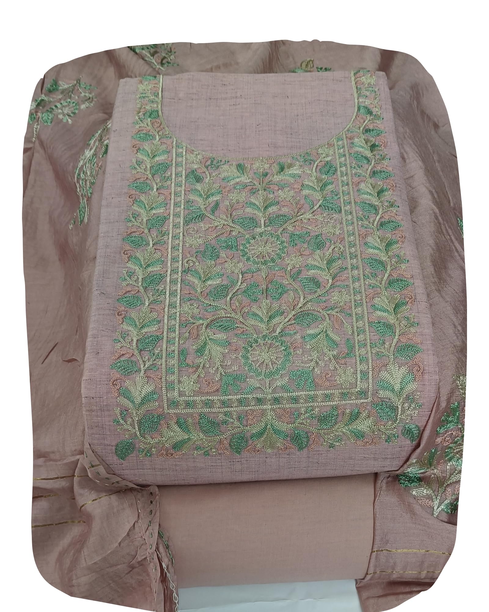 DRAVINAM Trends Embroidered Premium Cotton Unstitched Suit Dress Material for Women with Soft Silk Embroidered Dupatta