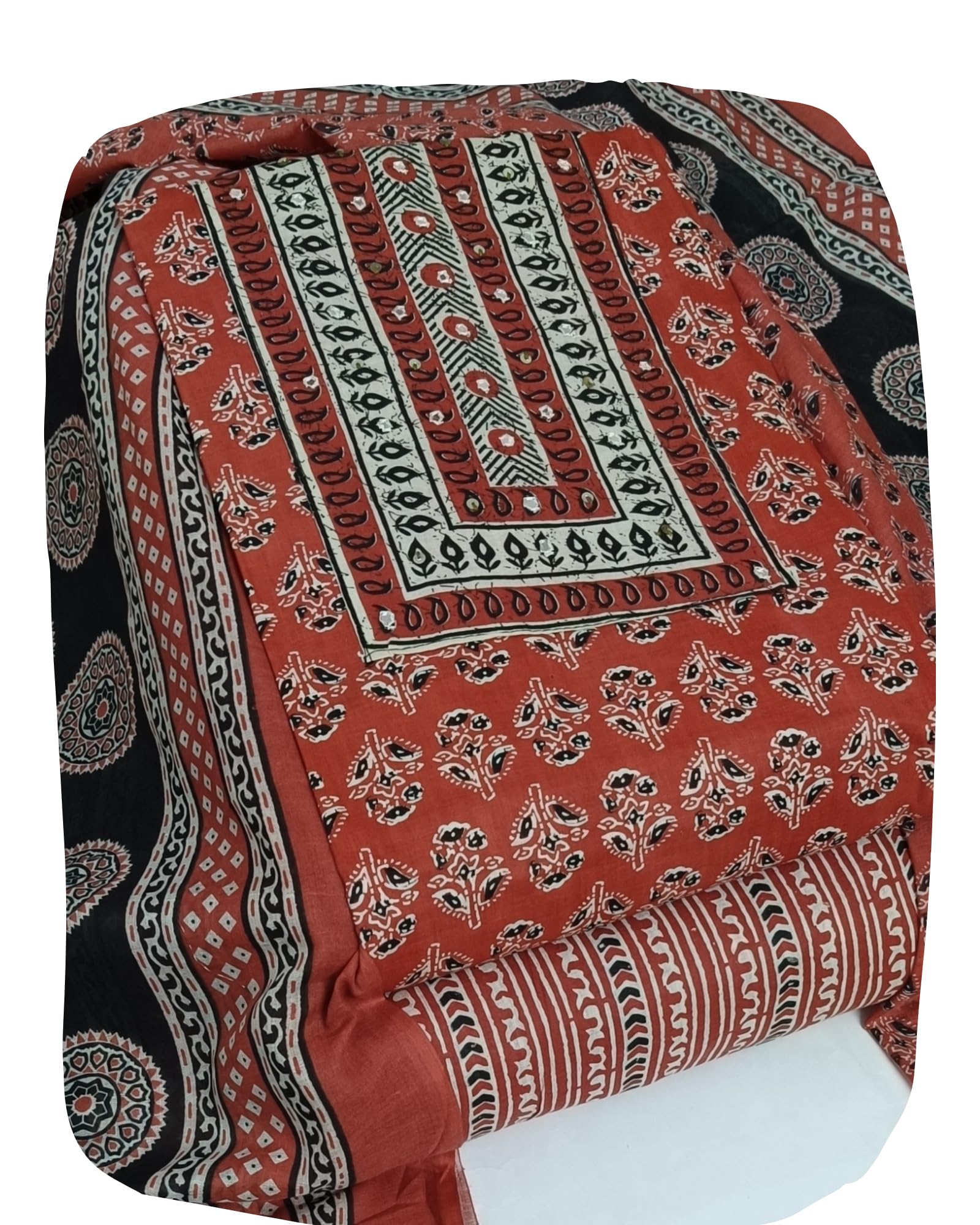 DRAVINAM Trends Women's Cambric Cotton Dress Material | Unstitch Printed Suit Set with Cotton Dupatta