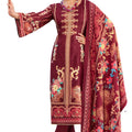 DRAVINAM Trends Women's Unstitched Embroidered Suit Dress Material - Heavy Viscose Rayon Printed Top with Fancy Hand Work and Siroski Work (2.5m), Rayon Bottom (2.8m), Cotton Dupatta (2.25m)