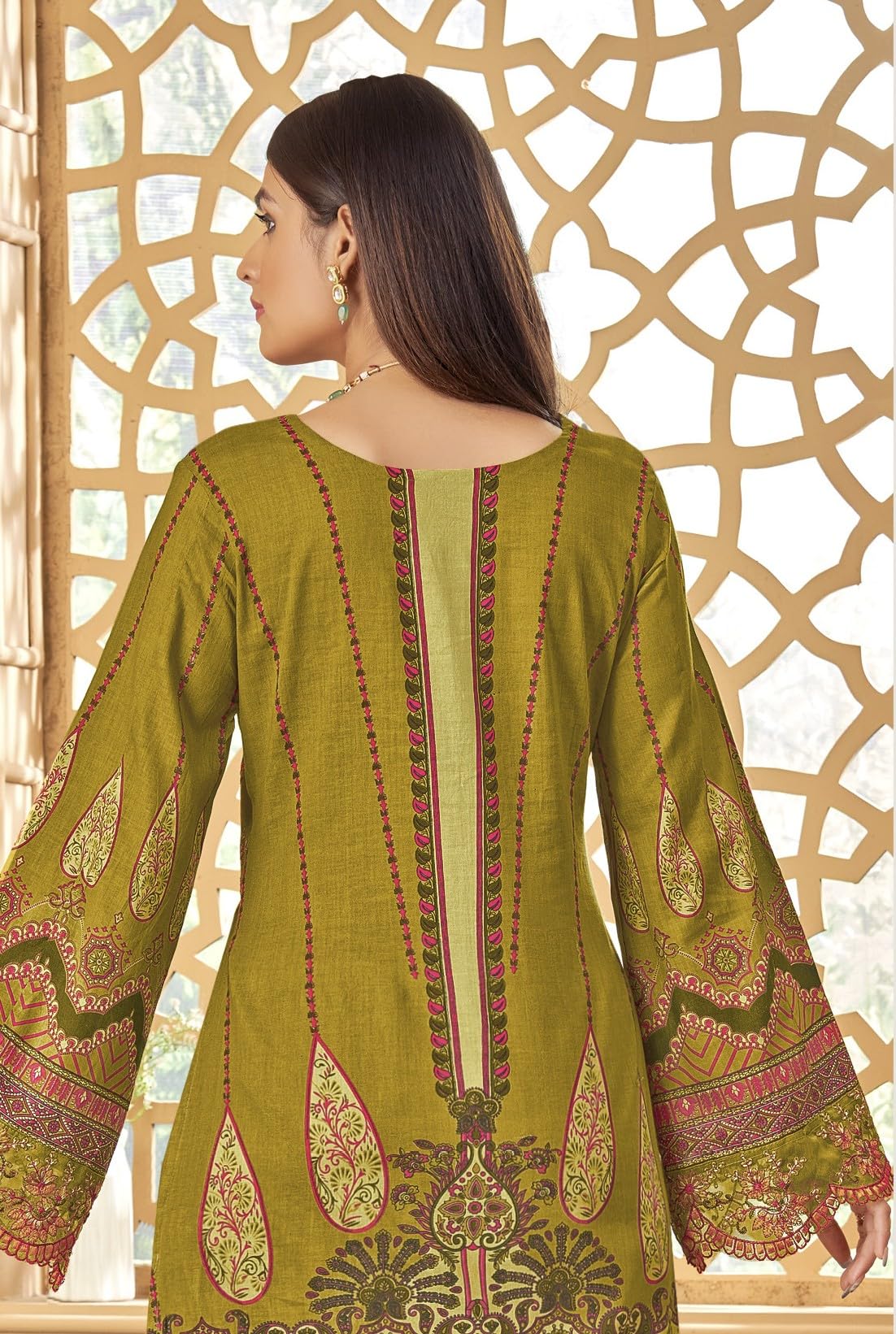 DRAVINAM Trends Women's Unstitched Cotton Suit Dress Material - Pure Cambric Cotton Pakistani Print Embroidered Kameez II Pure Cotton Bottoms II Pure Cotton Dupatta