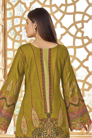 DRAVINAM Trends Women's Unstitched Cotton Suit Dress Material - Pure Cambric Cotton Pakistani Print Embroidered Kameez II Pure Cotton Bottoms II Pure Cotton Dupatta