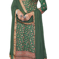 DRAVINAM Trends Women's winter wear Kashmiri pure pashmina wool winter wear dress material with pure bemberg lace dupatta (green)