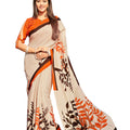 DRAVINAM Trends Women's Tussar Silk Printed Saree with Blouse Piece (SareeSRSha_8_Beige Orange)