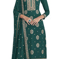 DRAVINAM Trends Women Real Georgette Heavy Zari Embroidered Pure Georgette Unstitched Suit Dress Material with Real Georgette Embroidered Heavy Dupatta (Blue)