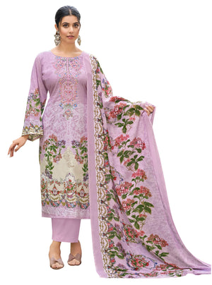 DRAVINAM Trends Unstitched Pure Lawn Cotton Pakistani Embroidered Suit Dress Material with Unstitched Bottoms and Cotton Dupatta