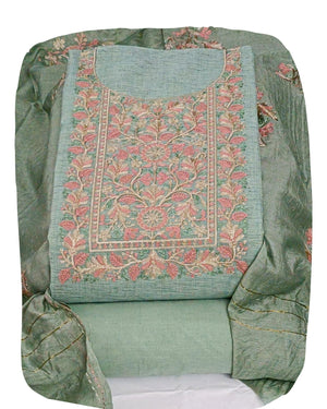 DRAVINAM Trends Embroidered Premium Cotton Unstitched Suit Dress Material for Women with Soft Silk Embroidered Dupatta
