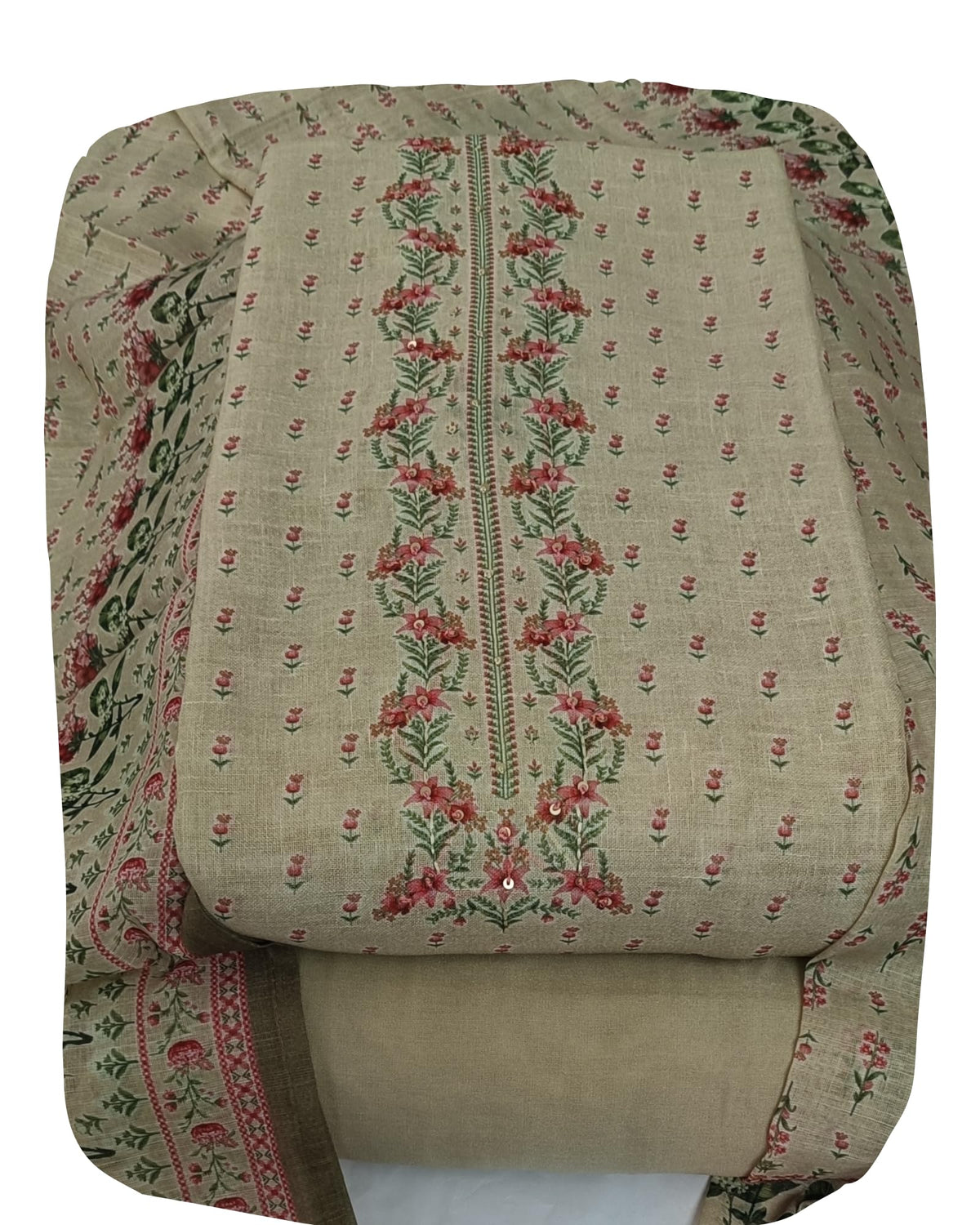 DRAVINAM Trends Women's Premium Pure Linen Floral Printed Unstitched Salwar Suit Dress Material with Dupatta