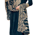 DRAVINAM Trends Women's Unstitched Premium Velvet Embroidered Salwar suit Dress Material with Velvet Heavy Embroidered Dupatta