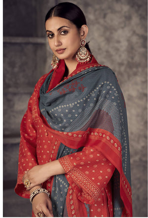 DRAVINAM Trends Women's Woven Unstitched digital foil Print Woollen Pashmina Salwar Suit Dress Material with Pashmina Printed Shawl Dupatta (Free Size_Green)