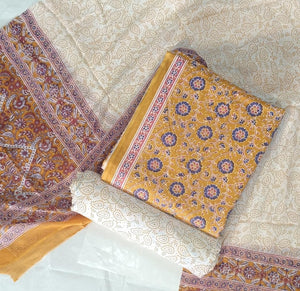 DRAVINAM Trends Jaipuri Print Cambric Cotton Unstitched Salwar Suit Dress Material for Women with Mulmul Cotton Dupatta
