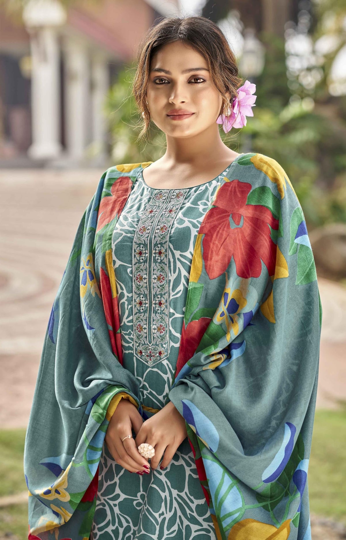 DRAVINAM Trends Kurti 2.50 mtrs, PURE COTTON DYED (2.7 m),PURE LAWN MULMUL DIGITAL PRINT COTTON DUP (2.25|Mehandi Green