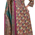 DRAVINAM Trends Women's Unstitched Winter Wear Swaroski Work Kashmiri Floral Digital Printed Heavy Woolen Pashmina Salwar Suit Dress Material with Printed Shawl Dupatta