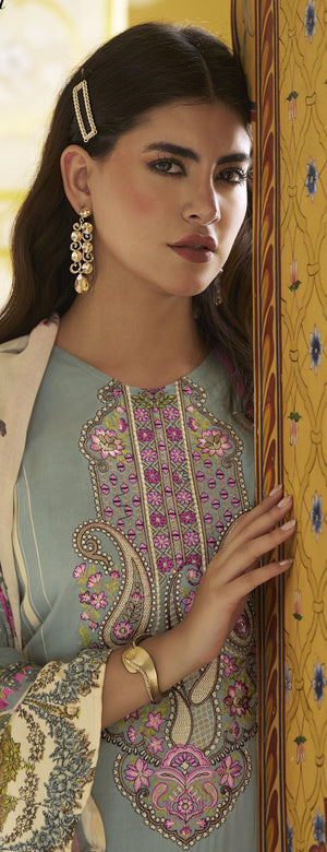 DRAVINAM Trends Unstitched Pakistani Embroidered Pure Rayon Salwar Suit Dress Materials with Cotton Dupatta