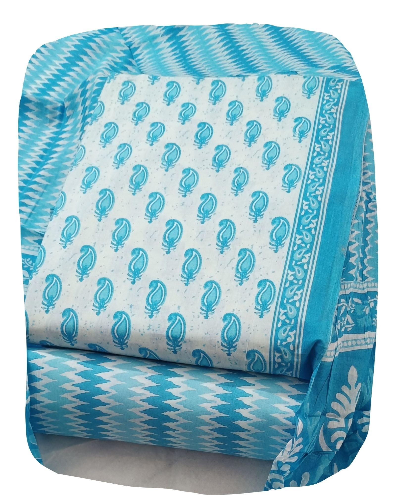 DRAVINAM Trends Jaipuri Print Cambric Cotton Unstitched Salwar Suit Dress Material for Women with Mulmul Cotton Dupatta