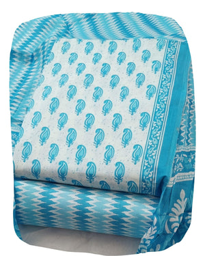 DRAVINAM Trends Jaipuri Print Cambric Cotton Unstitched Salwar Suit Dress Material for Women with Mulmul Cotton Dupatta