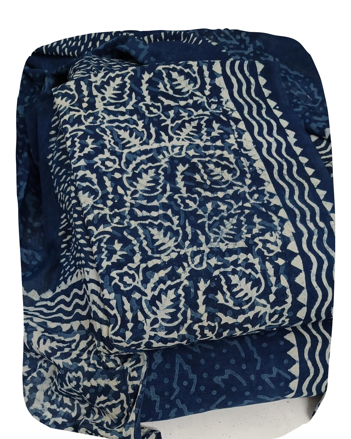 DRAVINAM Trends Hand Block Print Sanganeri Cambric Unstitched Cotton Suit Dress Material for Women with Mulmul Cotton Hand Printed Dupatta
