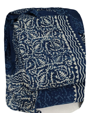 DRAVINAM Trends Hand Block Print Sanganeri Cambric Unstitched Cotton Suit Dress Material for Women with Mulmul Cotton Hand Printed Dupatta