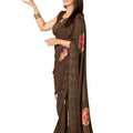 DRAVINAM Trends Women's Plain weave Georgette Saree with Blouse Piece (Sand Brown)