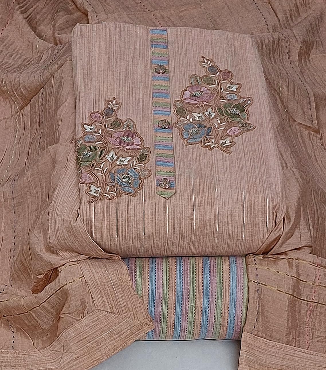 DRAVINAM Trends Women's Cotton Floral Printed Unstitched Suit Set with Embroidered Pin-Tuck Yoke & Soft Silk Dupatta