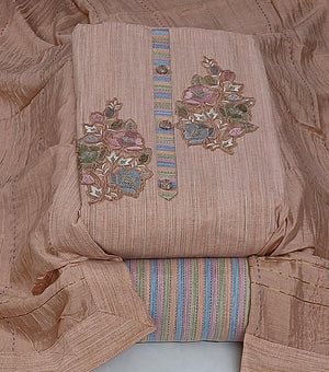 DRAVINAM Trends Women's Cotton Floral Printed Unstitched Suit Set with Embroidered Pin-Tuck Yoke & Soft Silk Dupatta