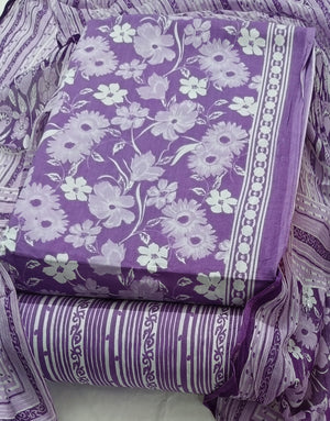 DRAVINAM Trends Jaipuri Printed Pure Cambric Unstitched Cotton Suit Dress Material with Chiffon Printed Dupatta