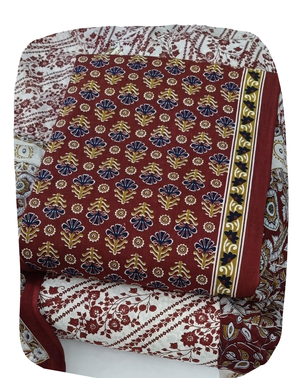 DRAVINAM Trends Jaipuri Print Cambric Cotton Unstitched Salwar Suit Dress Material for Women with Mulmul Cotton Dupatta