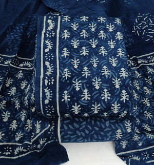 DRAVINAM Trends Hand Block Print Jaipuri Cambric Unstitched Cotton Suit Dress Material for Women with Mulmul Cotton Hand Printed Dupatta