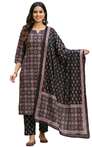 DRAVINAM Trends Jaipuri Print Cambric Cotton Unstitched Salwar Suit Dress Material for Women with Mulmul Cotton Dupatta