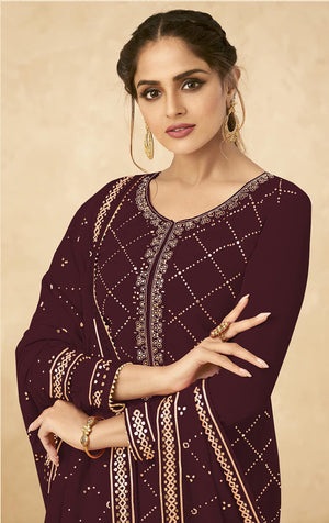 DRAVINAM Trends Women’s Georgette Unstitched Sequence Embroidered Pakistani Salwar Suit FabricDress Material with Zari Embroidery Dupatta (pink)