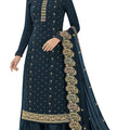DRAVINAM Trends Women’s Georgette Sequence Dress Material with Heavy Pitta work and heavy cutwork embroidered Dupatta (Blue)