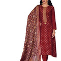 DRAVINAM Trends Women's Pure Dolla Jacquard Banarasi Silk Unstitched Heavy Pakistani Salwar Suit Dress Material with Pure Organza Digital Printed Brasso dupatta (Maroon)