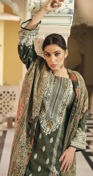 DRAVINAM Trends Unstitched Pakistani Embroidered Pure Cotton Salwar Suit Dress Materials with Cotton Dupatta