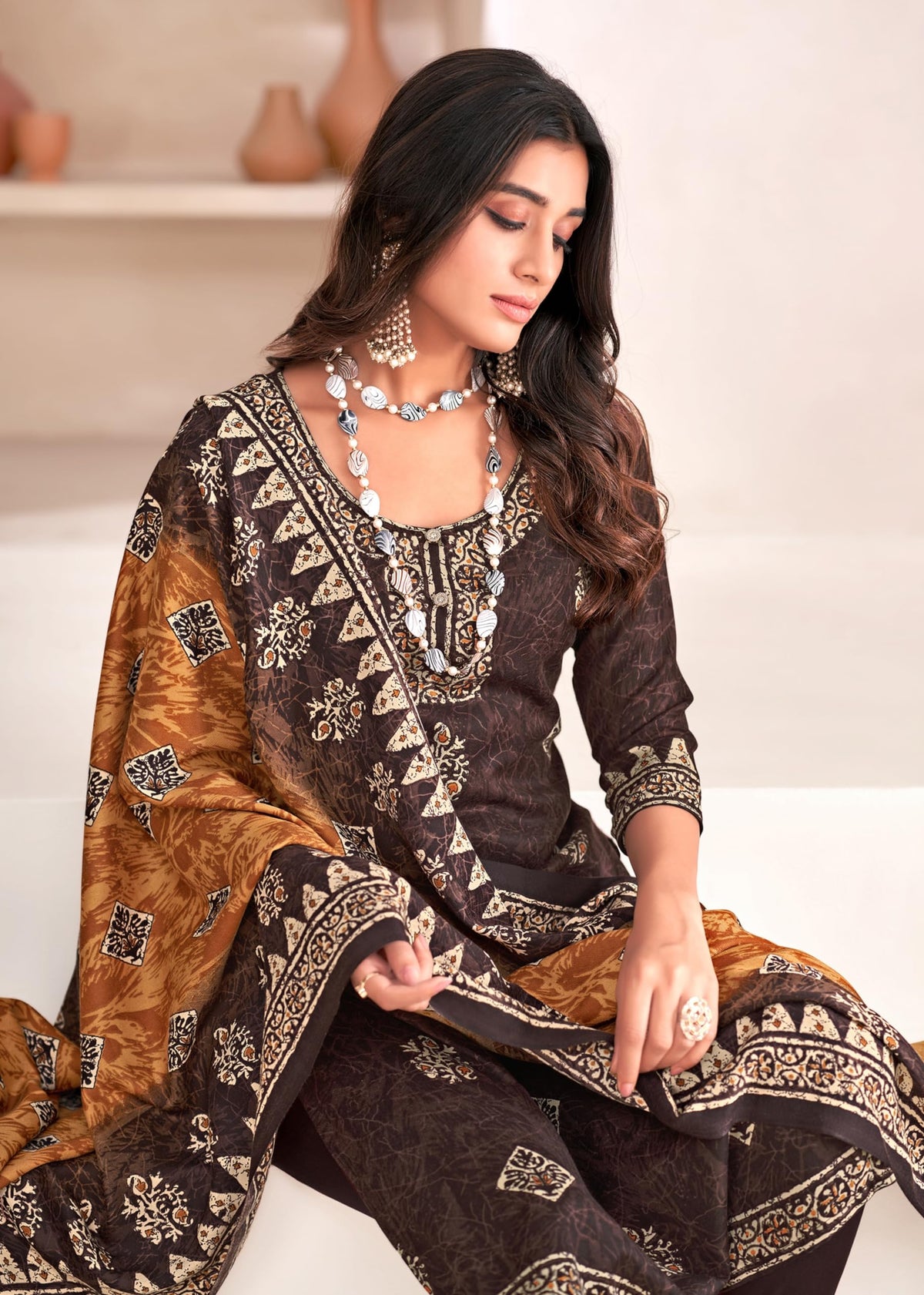 DRAVINAM Trends Women's Digital Printed Pashmina Unstitched Salwar Suit Dress Material with Digital Printed Pashmina Shawl Dupatta