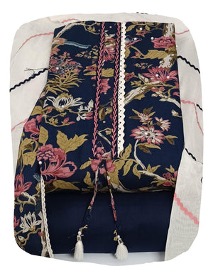 DRAVINAM Trends Women's Floral Printed Premium Cotton Suit Material with Fancy Cotton Dupatta