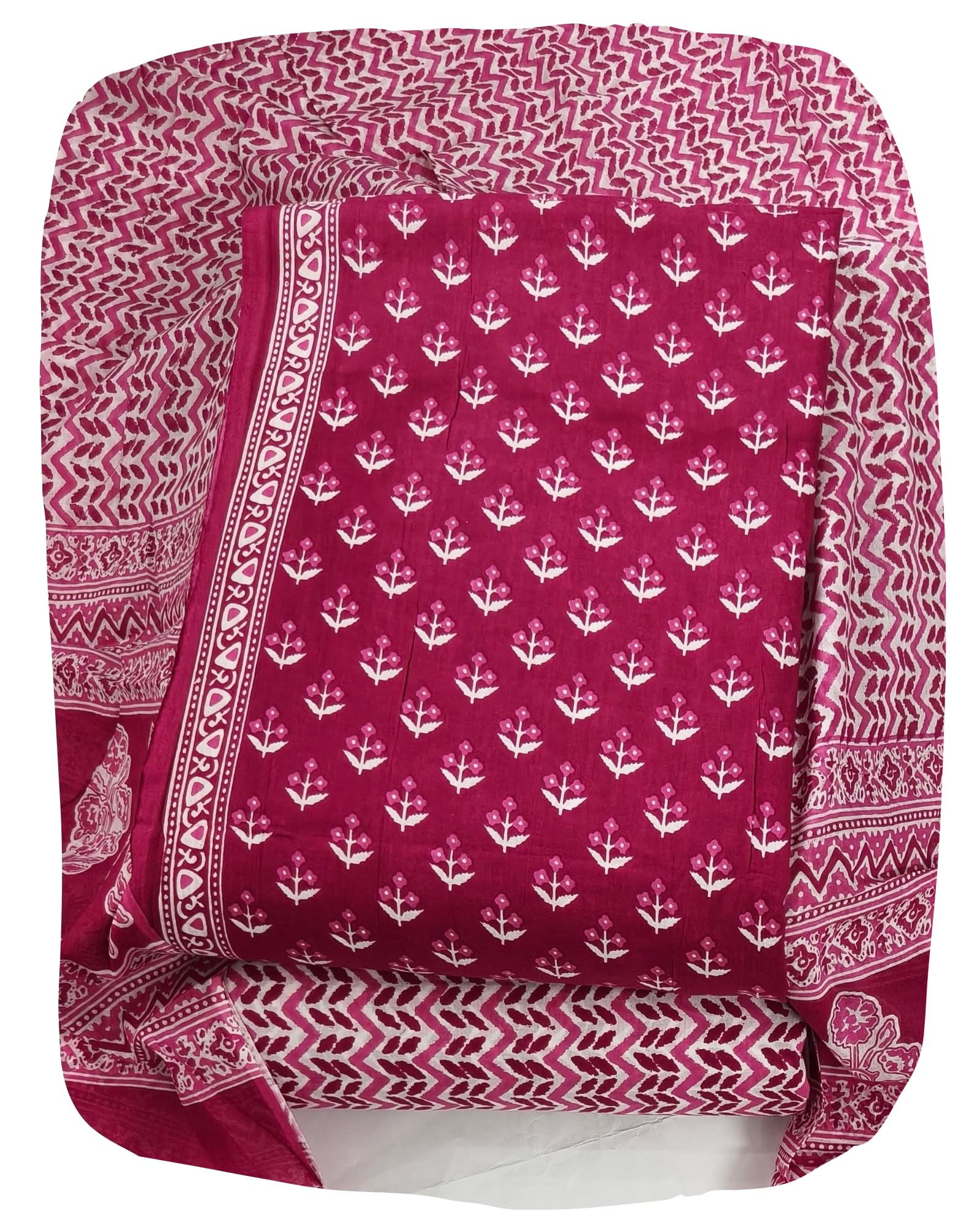 DRAVINAM Trends Jaipuri Print Cambric Cotton Unstitched Salwar Suit Dress Material for Women with Mulmul Cotton Dupatta