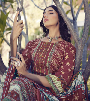 DRAVINAM Trends Unstitched Pakistani Print Embroidered Cotton Salwar Suit Dress Materials with Dupatta