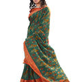 DRAVINAM Trends Women's Jacquard Linen Saree With Un-stitched Blouse (SareeSRRm_5_Green And Peach)