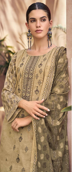 DRAVINAM Trends Women's Pure Lawn Cotton Pakistani Embroidered Salwar Suit Dress Material with Unstitched Bottoms and Printed Cotton Dupatta
