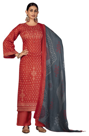 DRAVINAM Trends Women's Woven Unstitched digital foil Print Woollen Pashmina Salwar Suit Dress Material with Pashmina Printed Shawl Dupatta (Free Size_Green)