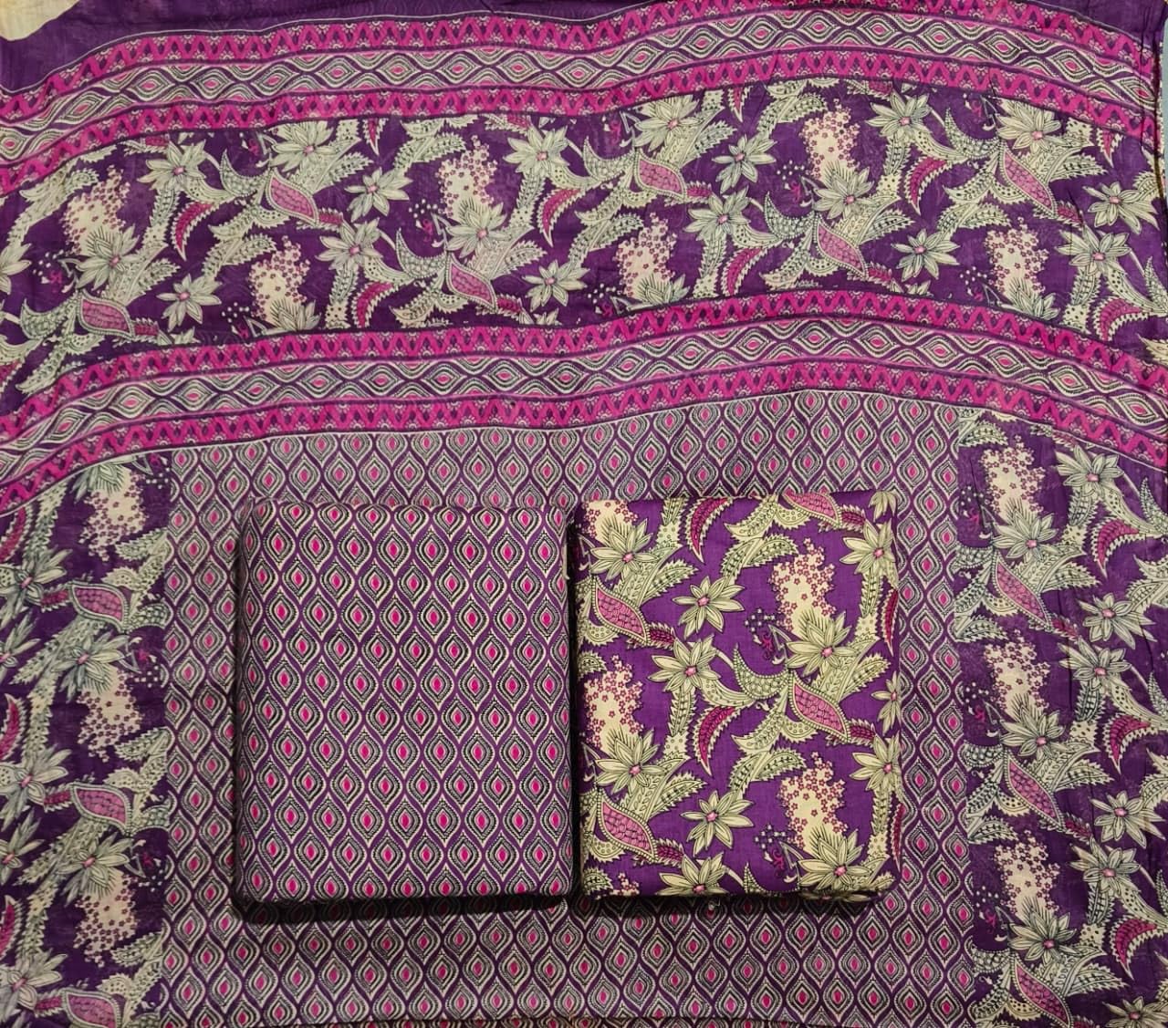 DRAVINAM Trends Jaipuri Print Cambric Cotton Unstitched Salwar Suit Dress Material for Women with Mulmul Cotton Dupatta
