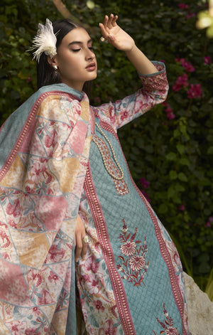 DRAVINAM Trends Women's Unstitched Salwar Suit Dress Material - Cotton Digital Printed Organza Embroidered Kameez II Unstitch Bottoms II Cotton Dupatta