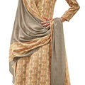 DRAVINAM Trends Women's Pure Pashmina wool Digital Print Fancy Embroidery Work Warm Salwar Kameez Dress Material with Pure Woollen Pashmina Printed Woven Shawl Dupatta (Yellow)
